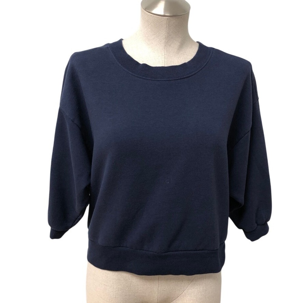 Maeve Sweatshirt Womens Medium Navy Blue 3/4 Sleeve Pullover Anthropologie